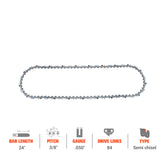 Hipa Ripping Chain 3/8" .050" 84 DL 24 Inch For Husqvarna 460 Racher 562XP 572XP 390XP 395XP 372XP Echo CS-620P Stihl Poulan Chainsaw